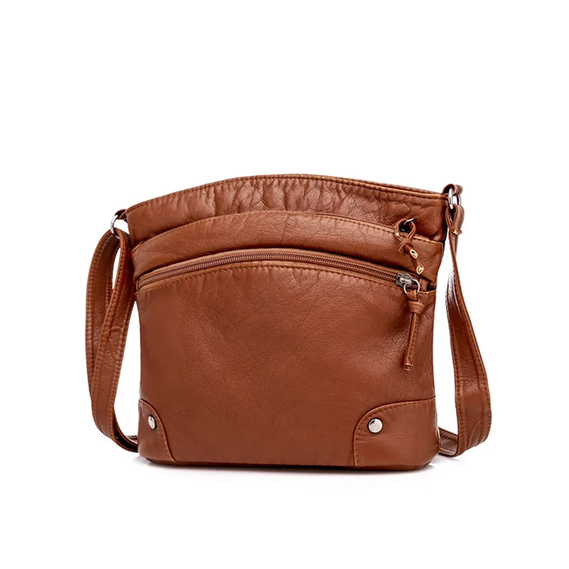 Vegan Leather Vintage Multi-Pocket Sling Bag 15