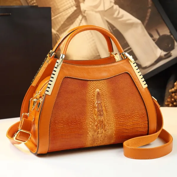 Genuine Leather Crocodile Envy Top Handle Bag 12