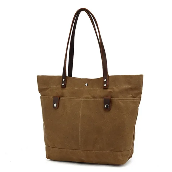 Full Grain Leather & Waxed Canvas Rustic Tote 1