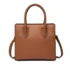 Genuine Leather Classic Checkered Charm Tote 4