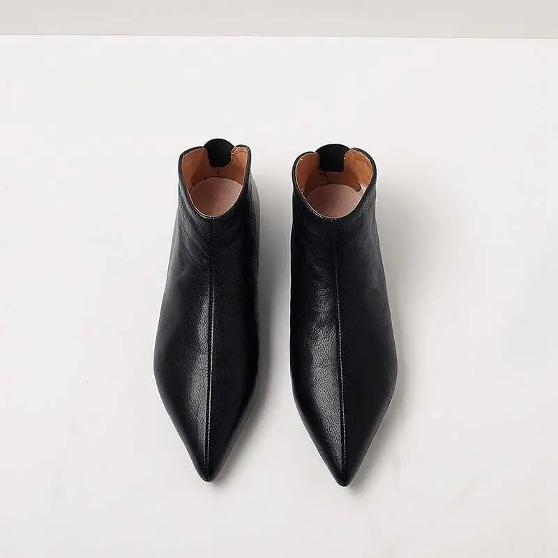 Krazing Pot Big Size Full Grain Leather Soft Winter Spring Shoes Modern Girl Pointed Toe Slip on Flats Office Lady Pregnant Shoe 3