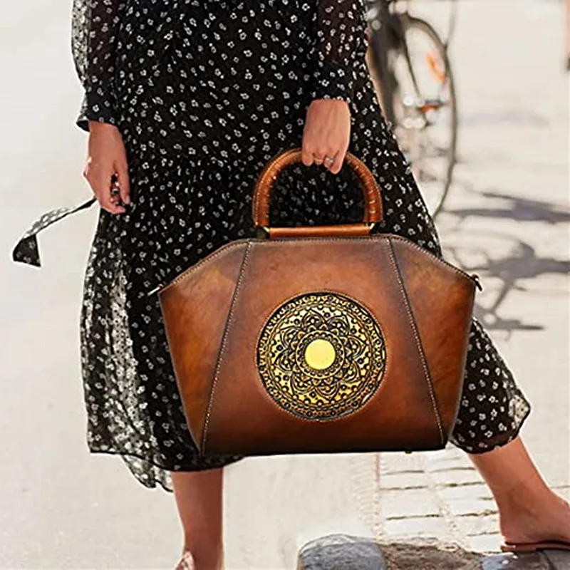 Genuine Leather Ornate Circular Doctor Bag 1