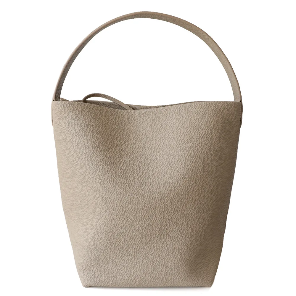 Genuine Leather Open-Top Carryall Bucket Bag 3