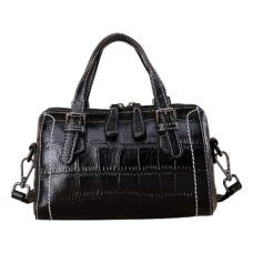 Genuine Cow Leather Shoulder/Crossbody Bag - Vintage Hobo with Crocodile Pattern 1