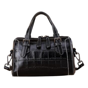 Genuine Cow Leather Shoulder/Crossbody Bag - Vintage Hobo with Crocodile Pattern 1