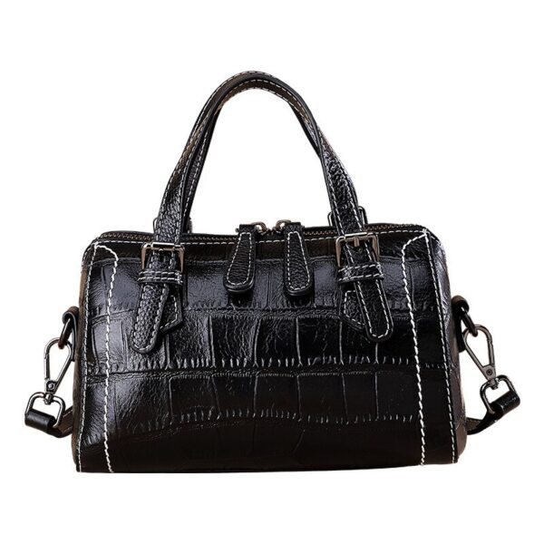 Genuine Cow Leather Shoulder/Crossbody Bag - Vintage Hobo with Crocodile Pattern 1