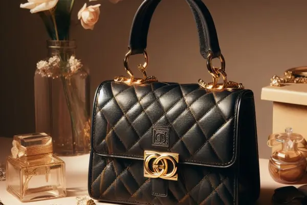 Designer Top Handle Bag Similar to Channel Quilted