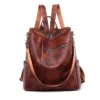 2023 Soft Pu Leather Women Backpack Youth Lady School Bag Big Capacity Travel Backpacks Women's Shoulder Bags 1
