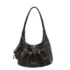 Vegan Leather Ruched Half Moon Hobo 6