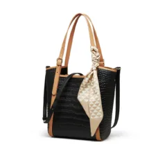 Genuine Leather City Croc-Quilt Tote 3