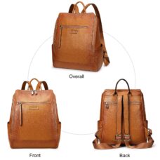 Genuine Leather Backpack Travel Rucksack with Luggage Strap 2