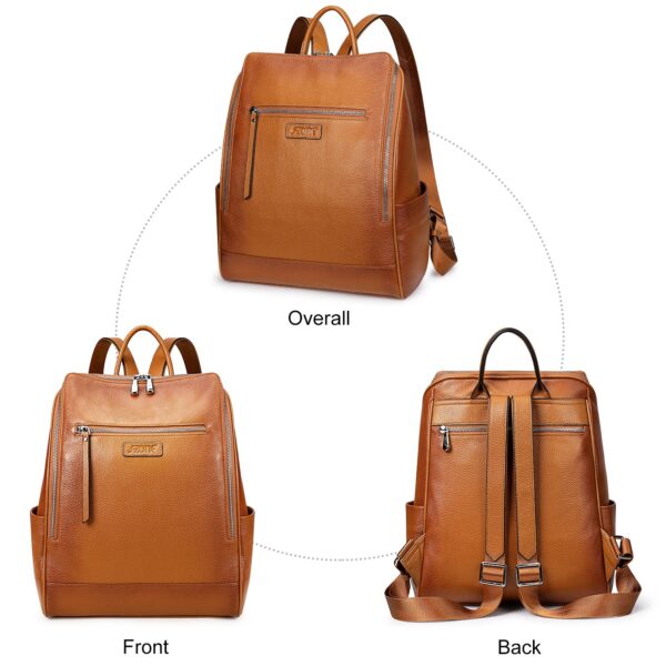 Genuine Leather Backpack Travel Rucksack with Luggage Strap 2