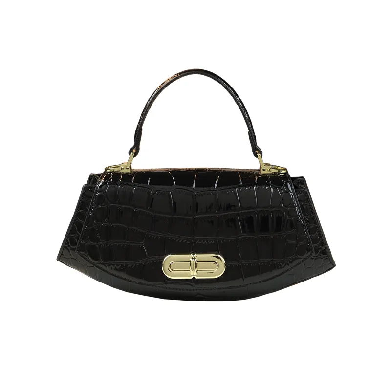 Genuine Leather Crocodile-Texture Top-Handle Bag 4