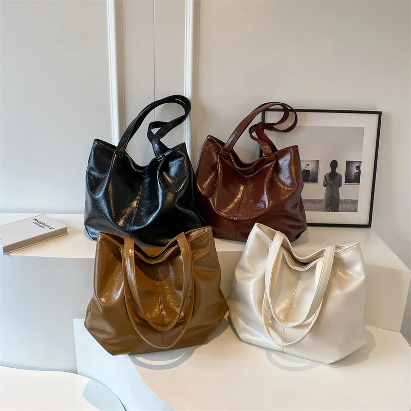 Vegan Leather Casual Glossy Tote 5