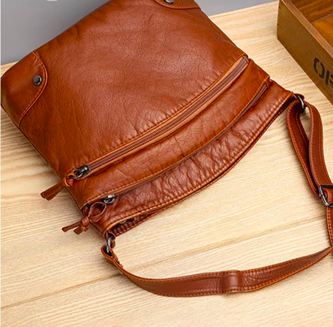 Vegan Leather Vintage Multi-Pocket Sling Bag 4