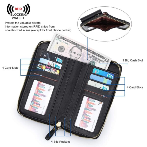Vegan Leather RFID Blocking Crossbody Cell Phone Pouch & Wallet 5