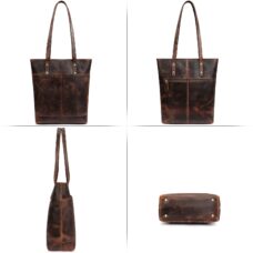 Genuine Leather Medium Tote Bag with Front Pocket 5