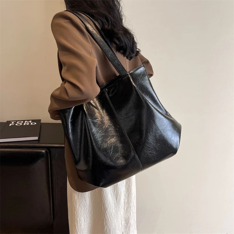 Vegan Leather Casual Glossy Tote 4