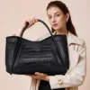 Genuine Leather Croc Midnight Elegance Tote 1