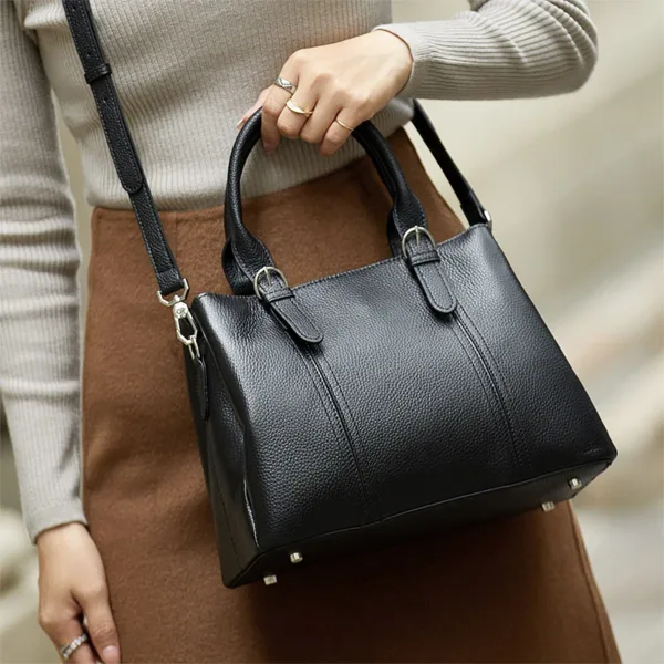 Genuine Leather Streamlined City Tote 3