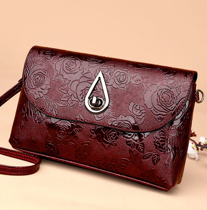 Vegan Leather Flower Embossed Flap Bag 5