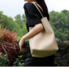 Genuine Leather Open-Top Carryall Bucket Bag 2