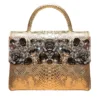 Genuine Leather Bejeweled Blossom Flap Bag 1