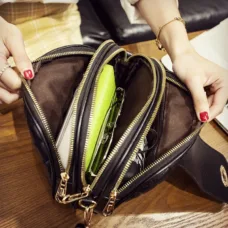 Vegan Leather Three Compartment Saddle Bag 5