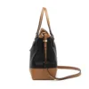 Genuine Leather Two Tone Top-Handle Flap Bag 5