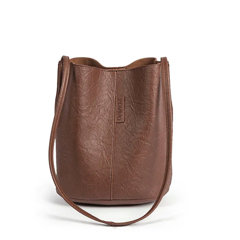 Vegan Leather Understated Style Bucket Bag