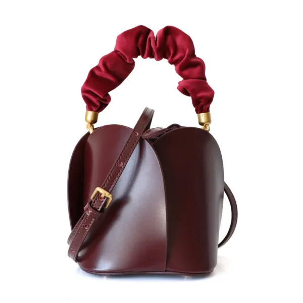 Genuine Leather Flower Shape Bucket Bag 1