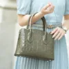 Genuine Leather Glossy Croco Embossed Tote 6