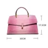 Genuine Leather Vibrant Croc Carryall Flap Bag 4