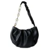 Genuine Leather Ruched Moon Hobo 2