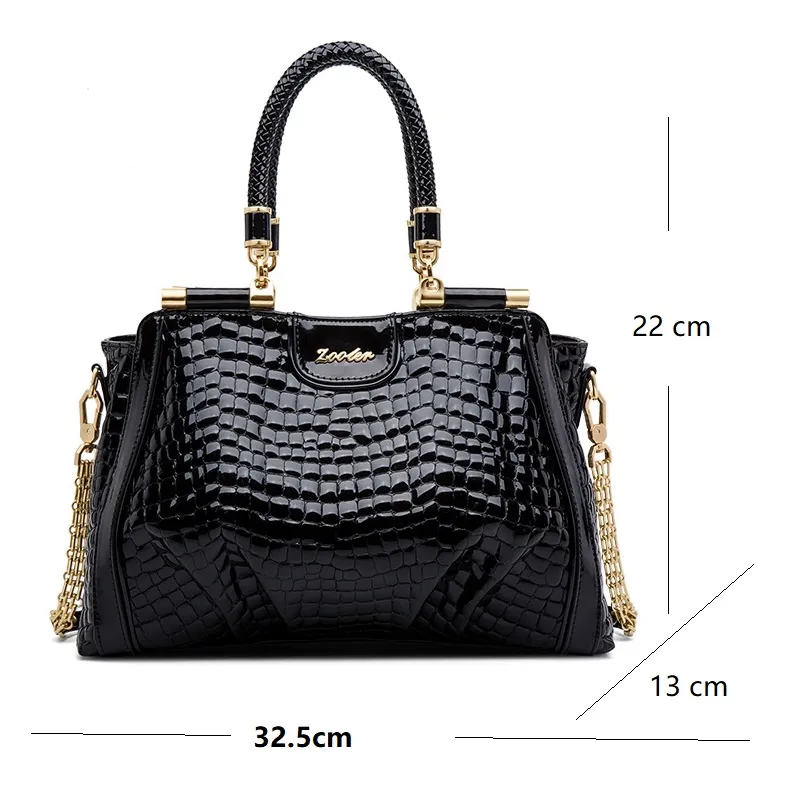 Genuine Leather Alligator Skin Embossed Tote 5