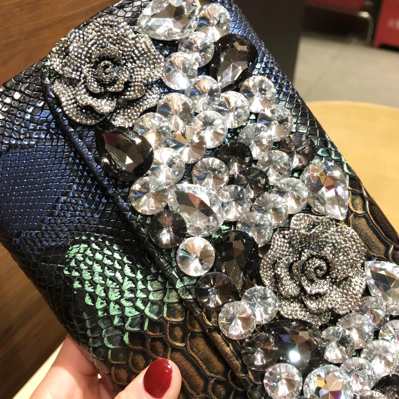 Genuine Leather Crystal Gala Clutch 3