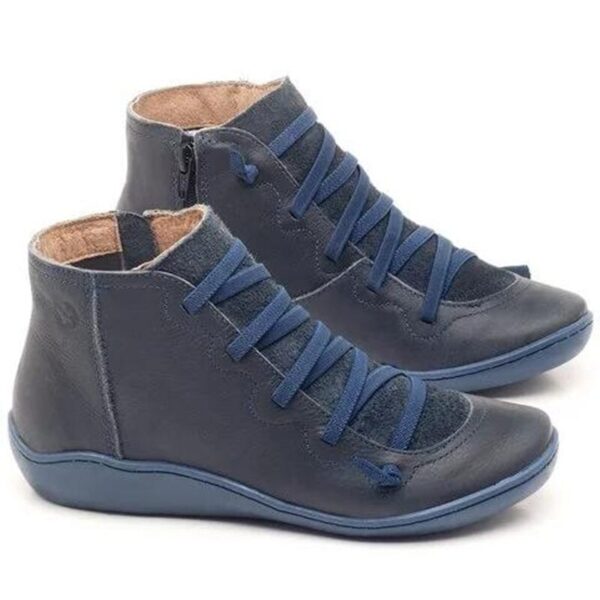 Vintage Punk Style Cross Strap Vegan Leather Ankle Boots 6