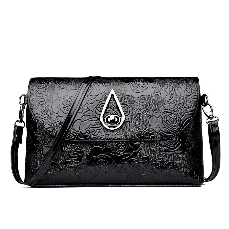 Vegan Leather Flower Embossed Flap Bag 2