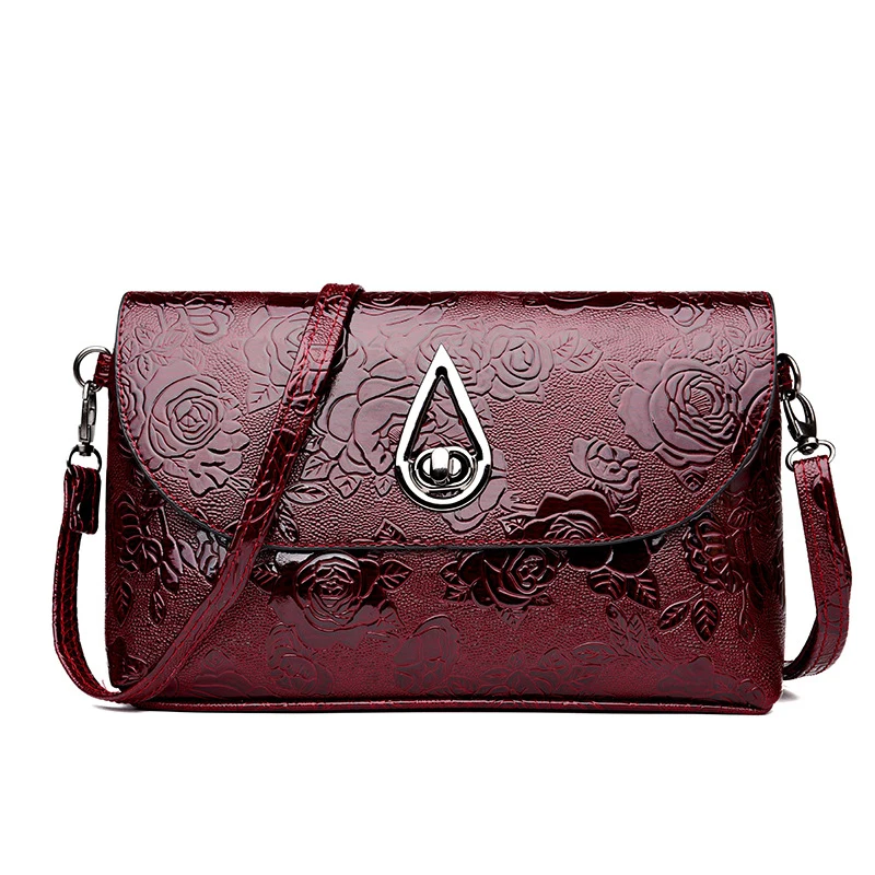 Vegan Leather Flower Embossed Flap Bag