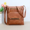 Vegan Leather Zipper & Flap Pocket Sling Bag 8
