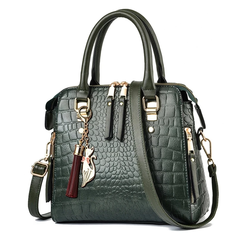 Vegan Leather Crocodile Pattern Tote 1