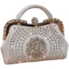 Genuine Leather Crystal Bloom Minaudière Shell Bag 5