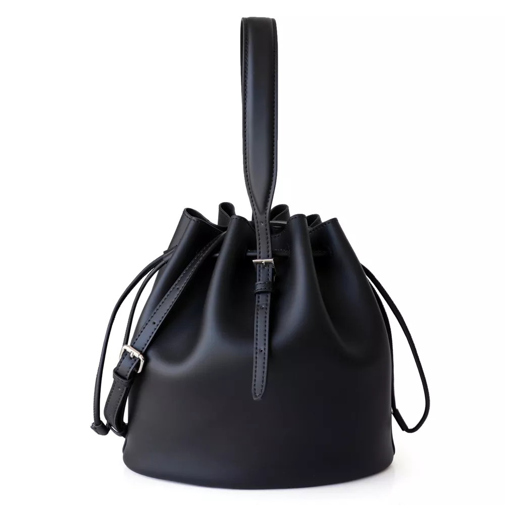 Genuine Leather Luxe Drawstring Bucket Bag 1