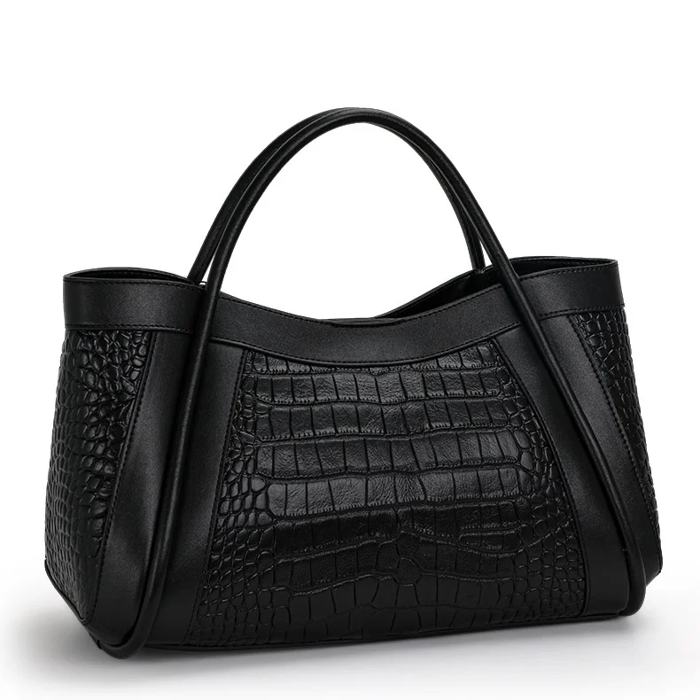 Genuine Leather Croc Midnight Elegance Tote