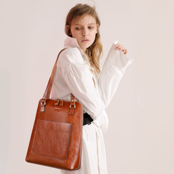 Genuine Leather Multifunction Tote Backpack 5