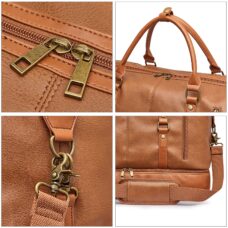 Vegan Leather Travel Duffle Bag with Shoe Pouch (C) 4