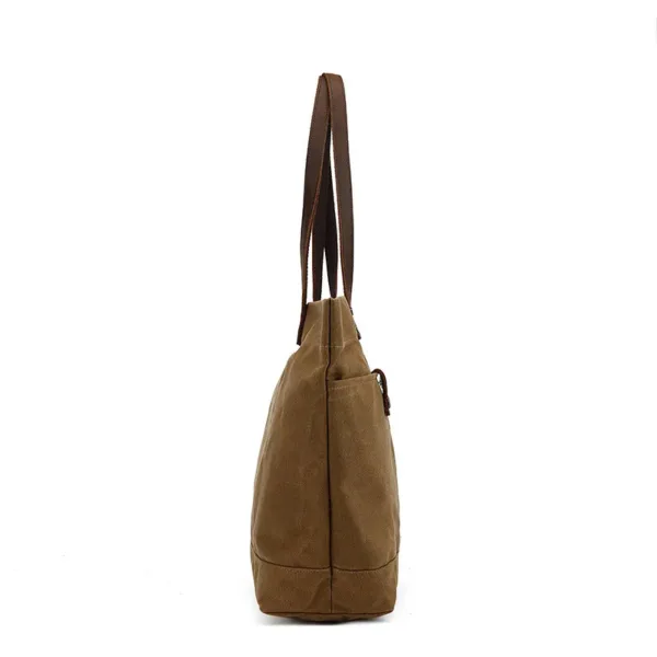 Full Grain Leather & Waxed Canvas Rustic Tote 3