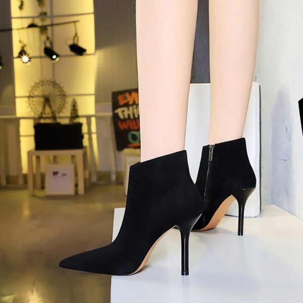 Vegan Leather & Suede Flock Fur High Heel Ankle Boots 2
