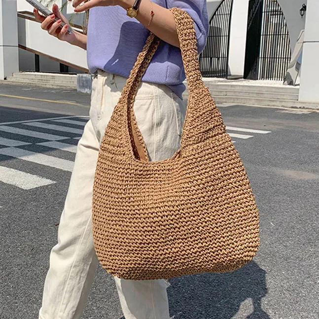 Straw Braidwork Carryall Hobo 1