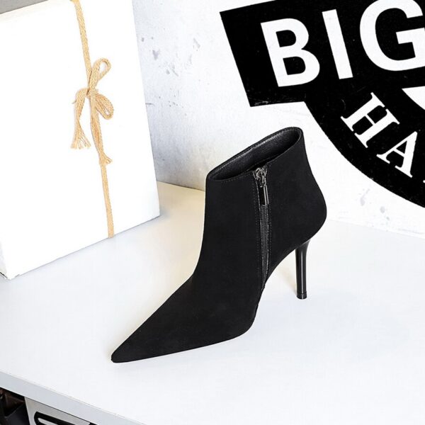 Vegan Leather & Suede Flock Fur High Heel Ankle Boots 5